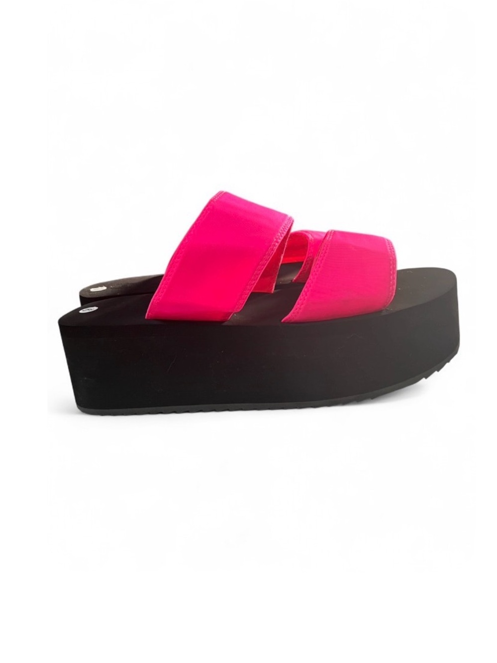 Urban Outfitters Neon Pink Double Strap Platform Slides